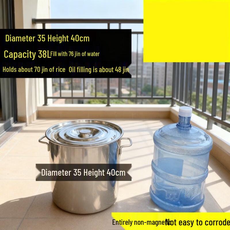 Commercial Stainless Steel Round Bucket with Lid