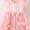 Girls' Fashionable Bow Tie Netted Chiffon Dress - Summer Children's Princess-style Dress