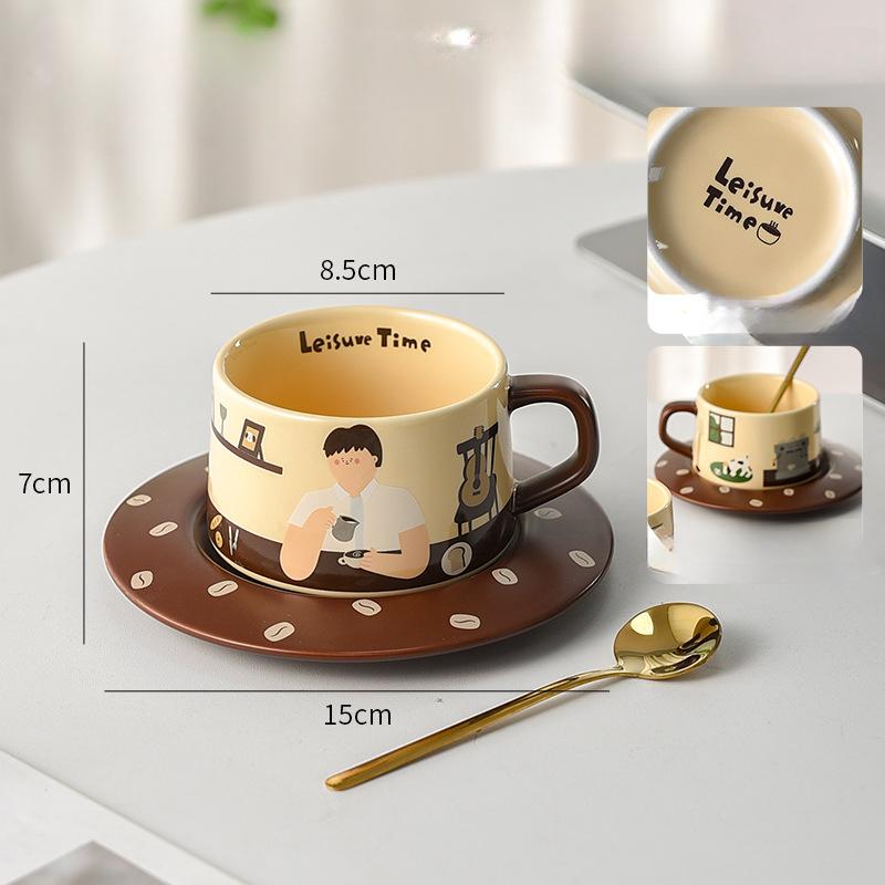 

Особенно красивая кофейная чашка Керамическая чашка для латте с ложкой Высококлассная и роскошная Высококачественная Изысканная чашка для послеобеденного чая для пары 220ml