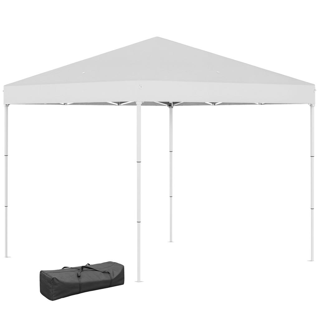 Gazebo Pieghevole 2,5 x 2,5 m Impermeabile con Corde e Picchetti, in Acciaio e Tessuto Oxford, Bianco