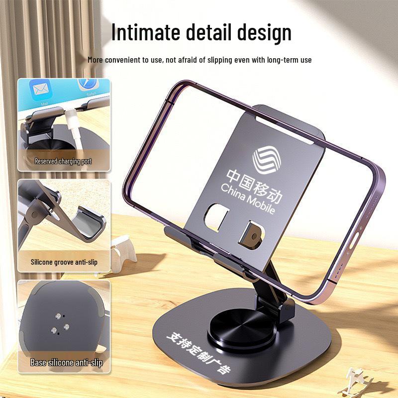 Foldable & Rotatable Metal Phone and Tablet Stand with Custom Logo