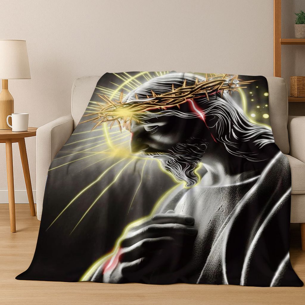 26 Style Faith Virgin Mary Jesus Blessed Flannel Blanket,Cozy Soft Throw Blanket for Home Bedroom Bed Sofa Picnic Cover Gift Kid