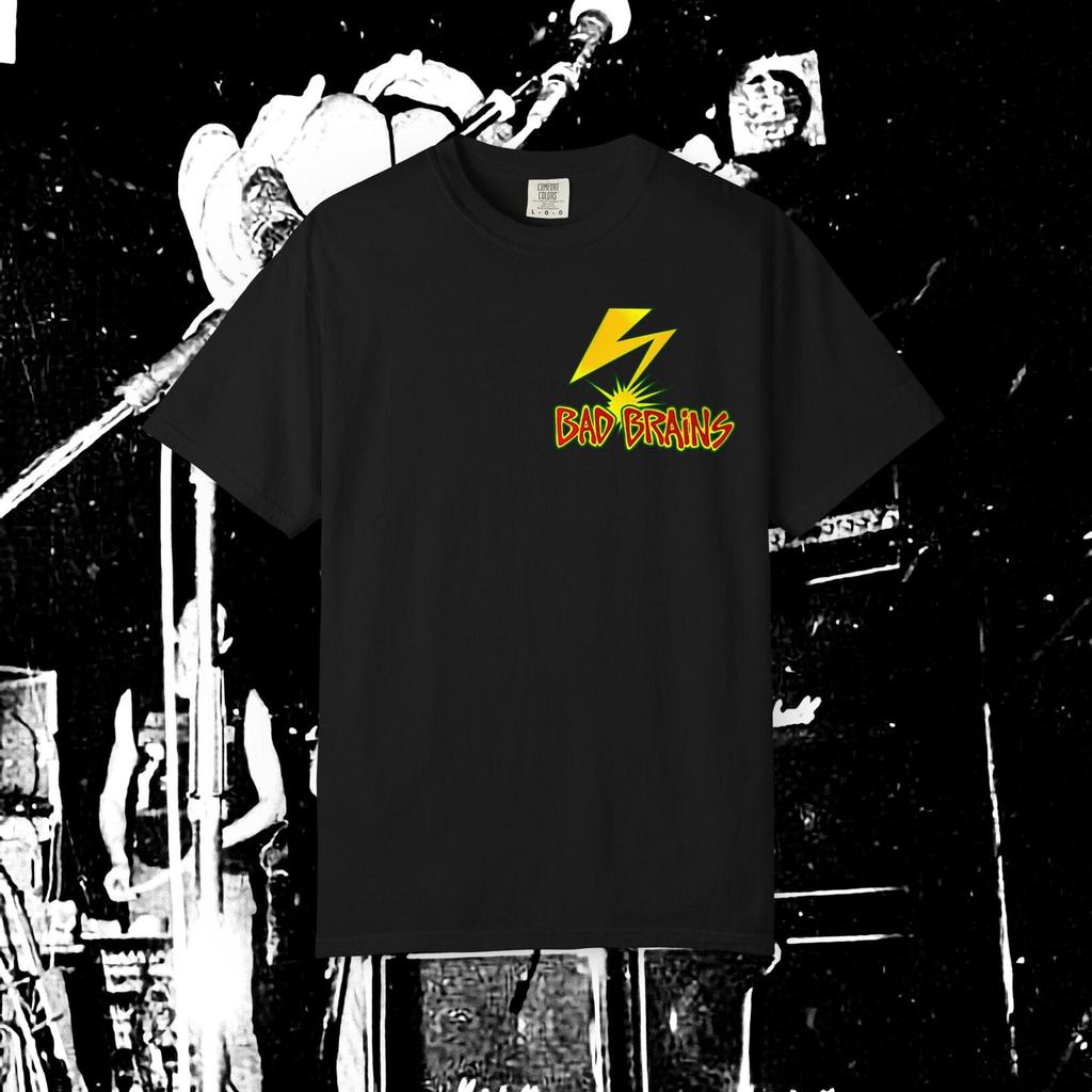 Bad Brains Logo T shirt: HR Action Shot, Comfort Colors Tee