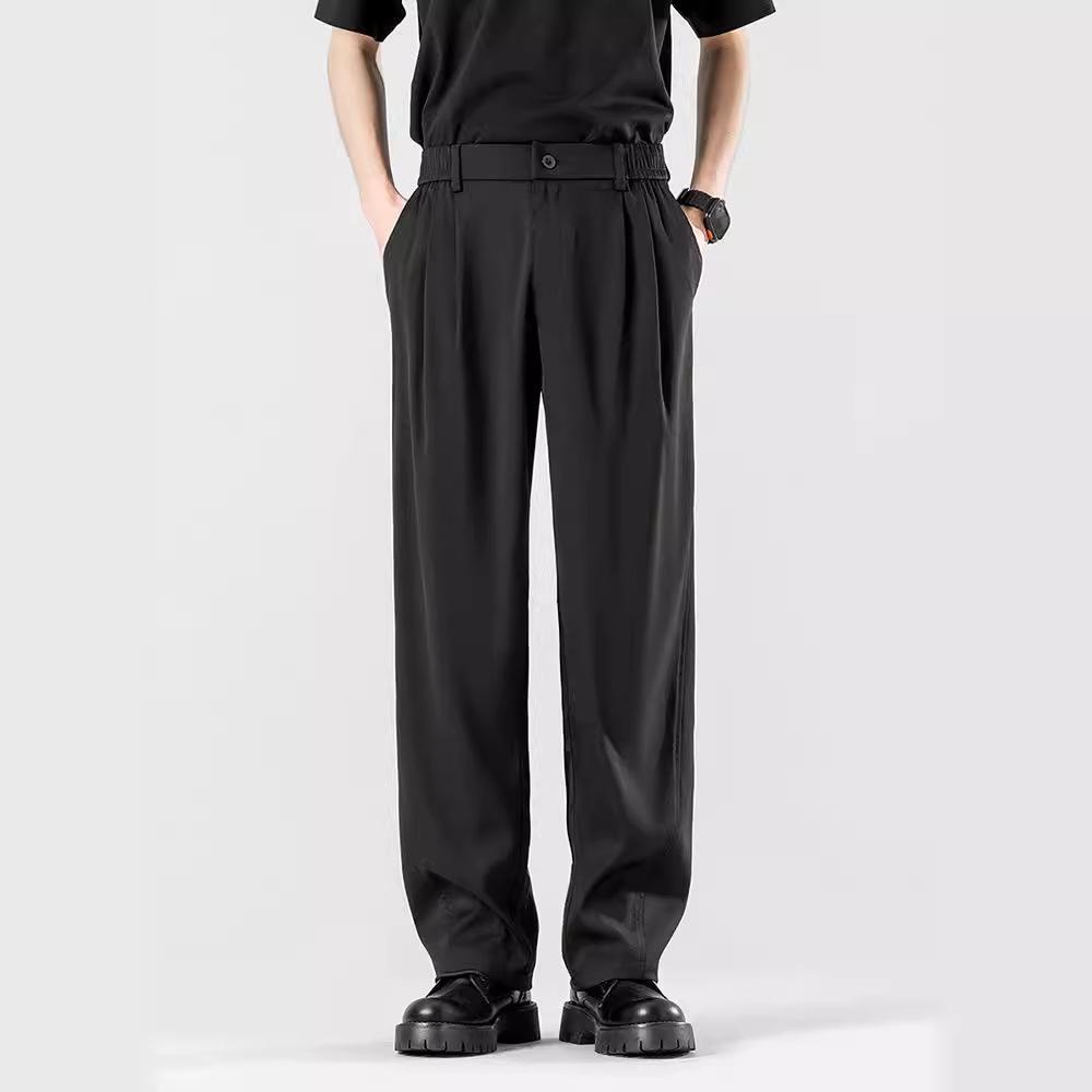 Herren Braune Anzüge Hosen Blazer Gerade Hosen Sommerkleidung Hosen Lässige Eisseidenhosen