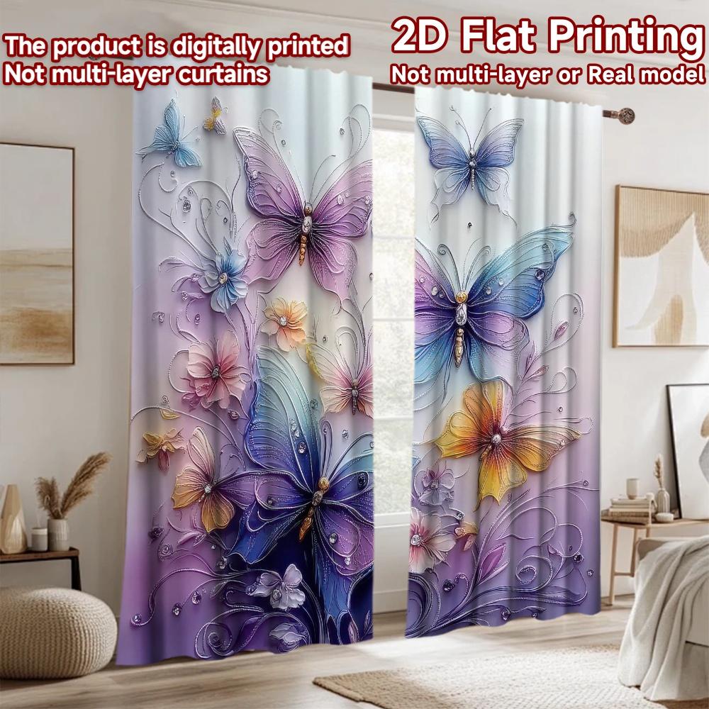 2D flat Photography Backdrop Photography Backdrop Colorful Butterflies and Flowers 100% Polyester Party Decorations Perfect