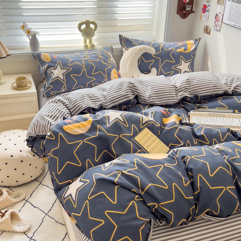 Class A Mother & Baby Fresh Style 4-Piece Brushed Skin-Friendly Washed Cotton Bedding Set