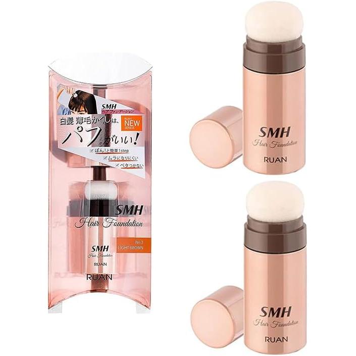 [Set of 2] SMH hair foundation stick type light brown 3g + original logo sticker included