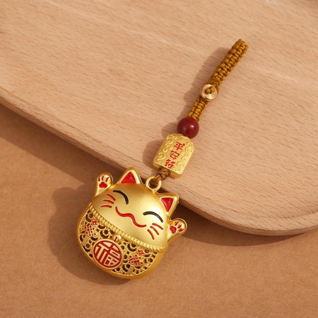 Luxury Metal Gourd Cinnabar Pendant Keychain Ornament