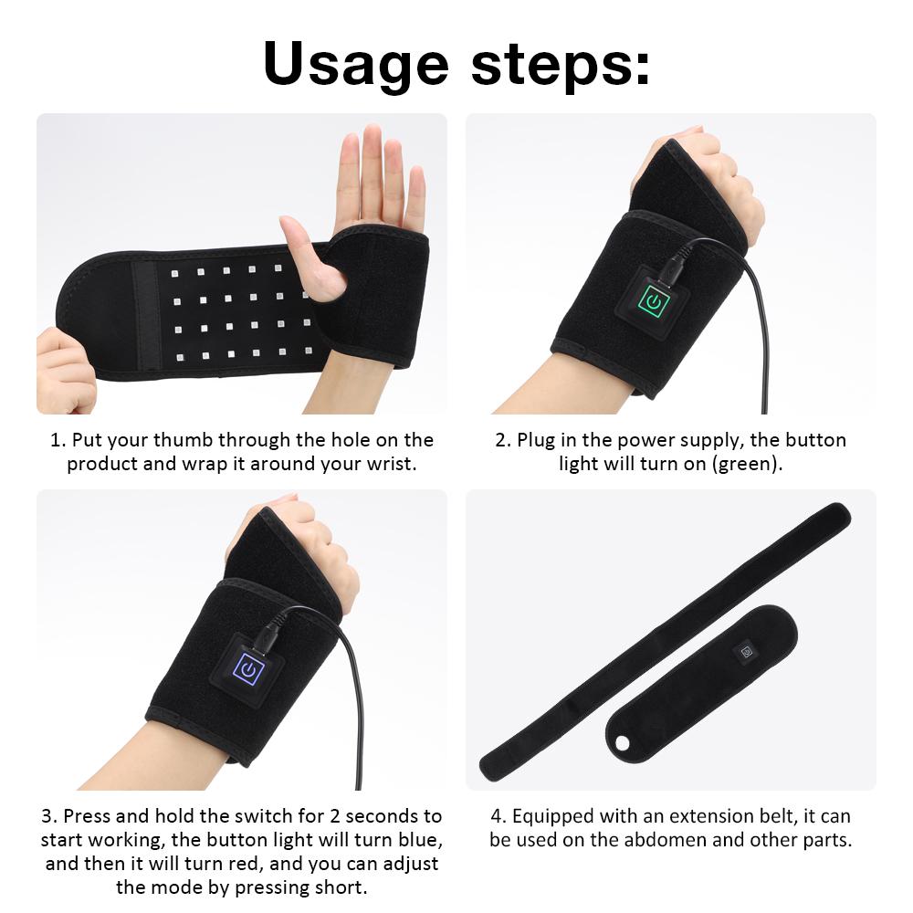 48 LED Red Light Massage Wristband 660nm 850nm Infrared Wristband For Relief Of Tenosynovitis And Sports Muscle Strain