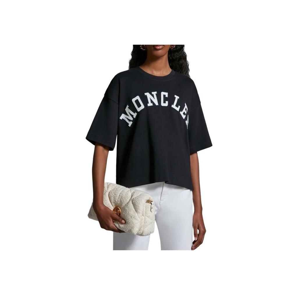 Moncler SS24 Year Of The Dragon Series Letter Logo Crew Neck Short Sleeve T-Shirt Women T-Shirt Midnight-Blue J10938C0001889AJ0778