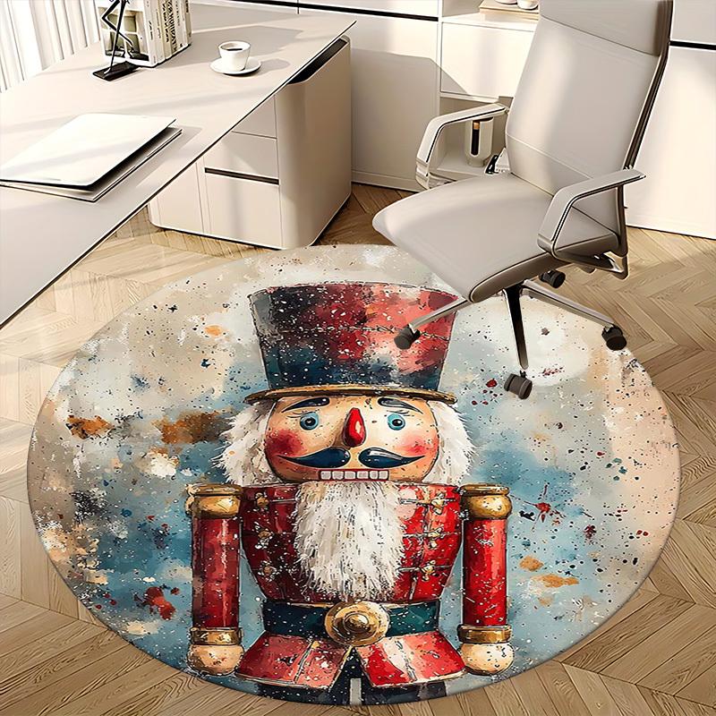 1pc Christmas Nutcracker Chair Mat - Anime Cartoon Design, Non-Slip Carpet for Office Chair, Festive Gift, Seasonal Decor, Living Room, Bedroom, Game