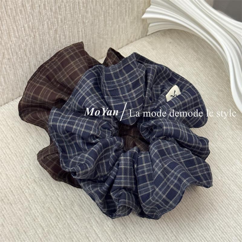 Korean Style High-End Plaid Hair Tie for Women - Versatile Hair Rope for Low Ponytails and Buns