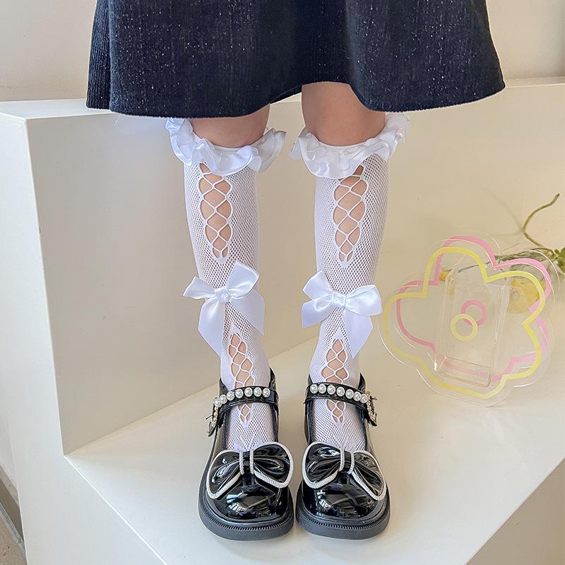 Children Flocking Hair Hair Christmas Cute Girl Hollow Out Tube Fishnet Stockings Sweet Girl Stockings