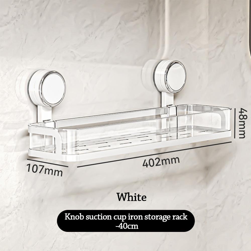 Simple Wall Mounted Bathroom Storage Rack Suction Cup Design Non Perforated Bathroom Toiletries Holder Shower Storage Shelf Home