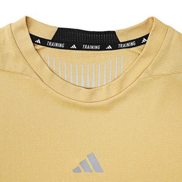 adidas T Shirts Men's Yellow Crew Neck Moderate Straight Fit IS3740