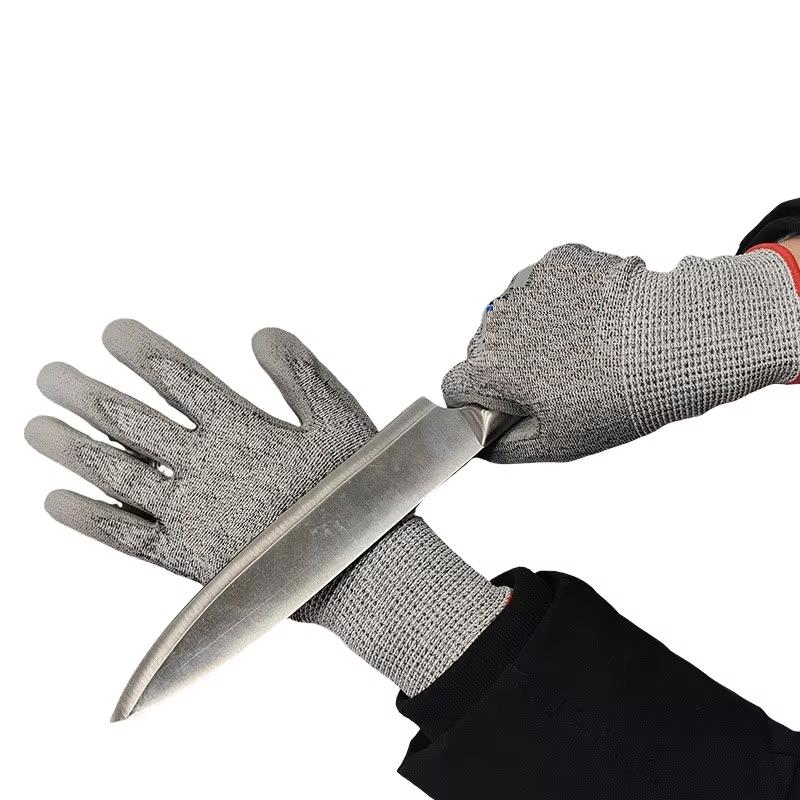 Cut Resistant Level 5 HPPE Coated Knitted Waterproof Anti-Chemical Custom Durable Glass Work Safety Gloves Silicone-free