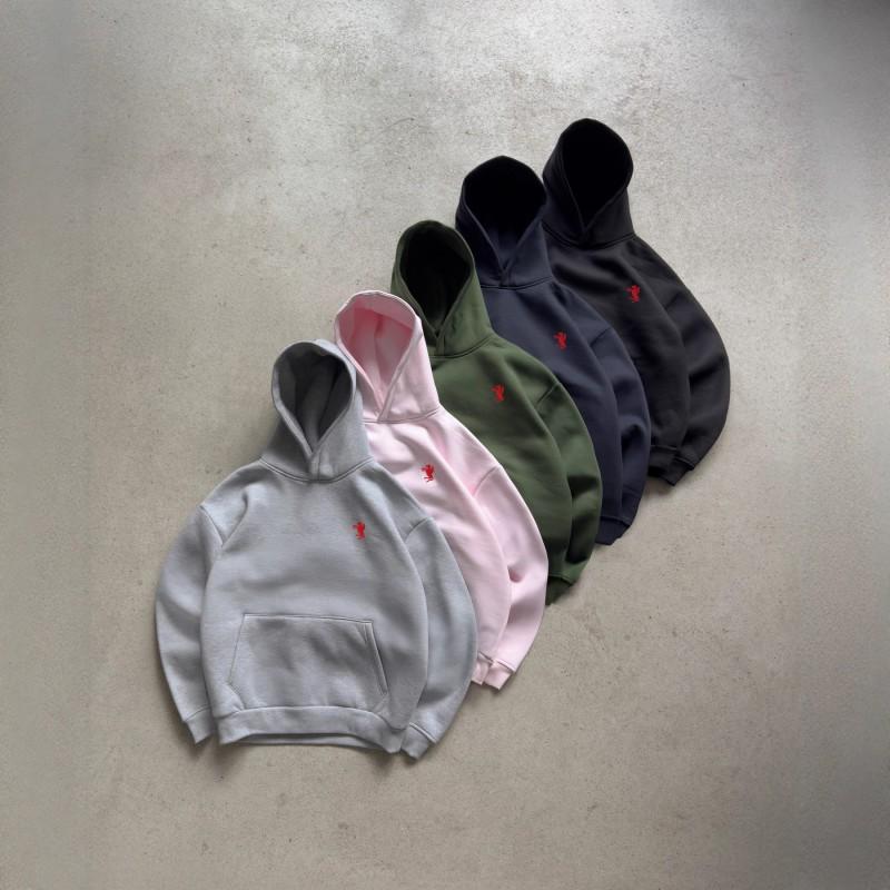 25 American Cotton Blend Loose Fit Hooded Sweatshirt Horse Print Streetwear Teens