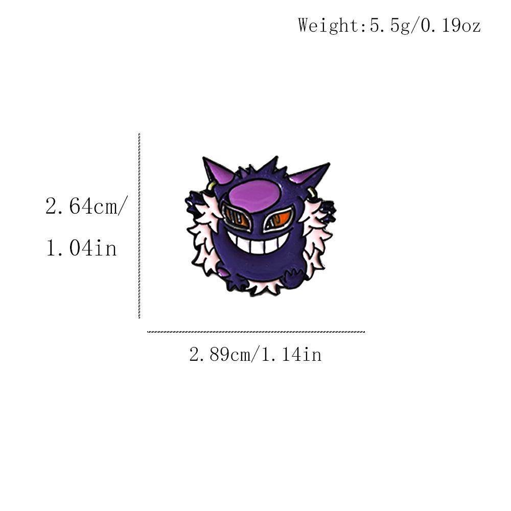 Japanese Anime Inspired Pokemon & One Piece Metal Badge Brooch - Luffy & Gengar Design