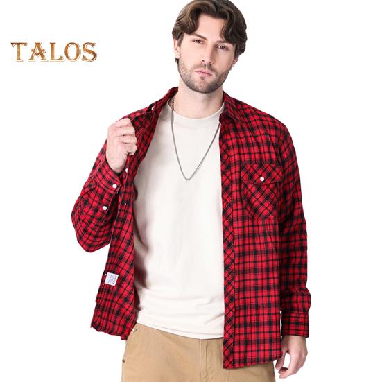 Men's Shirt Long Sleeve Plaid Lapel Top Loose Fit Casual Flannel Coat for Spring Autumn Office Party Vacation Home Date