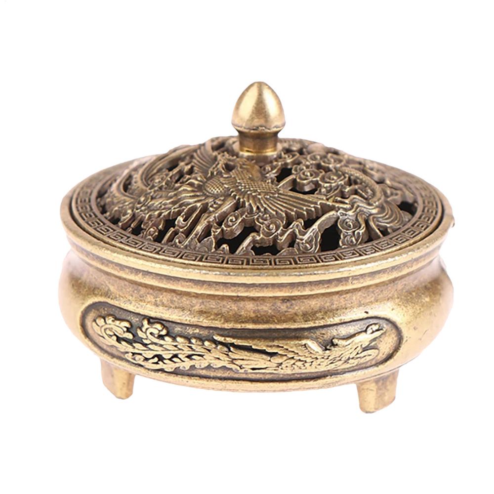 Incense Coil Burner Brass Mini Sandalwood Censer Incense Metal Craft Home Decoration Ornament for Living Room Balcony Yoga Room