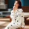 Pajamas women's spring and autumn imitation cotton high value fresh and sweet love women's long-sleeved trousers set loose loungewear