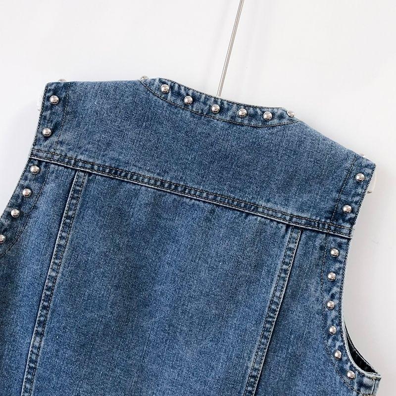 Plus Size Women's Denim Vest Korean Sleeveless Denim Vest Loose Belly Cover Jacket Trend Female Tops