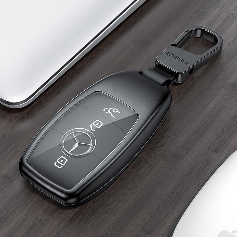 Mercedes-Benz Key Cover for E-Class, C-Class, S-Class, A-Class - Aluminum Alloy Metal with Square Buckle and English Label