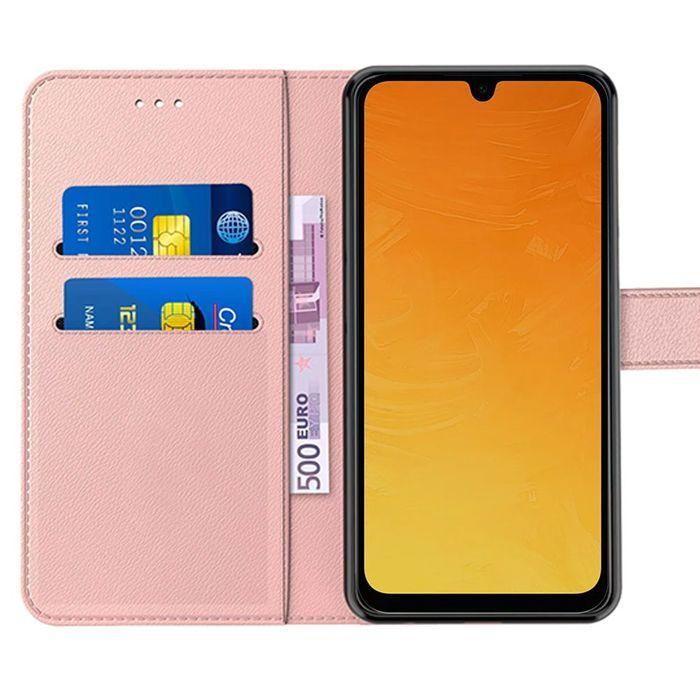 Coque de protection - BOOLING - Samsung Galaxy A26 5G - Cuir PU Rose - 2 Verres Trempés - Antichoc