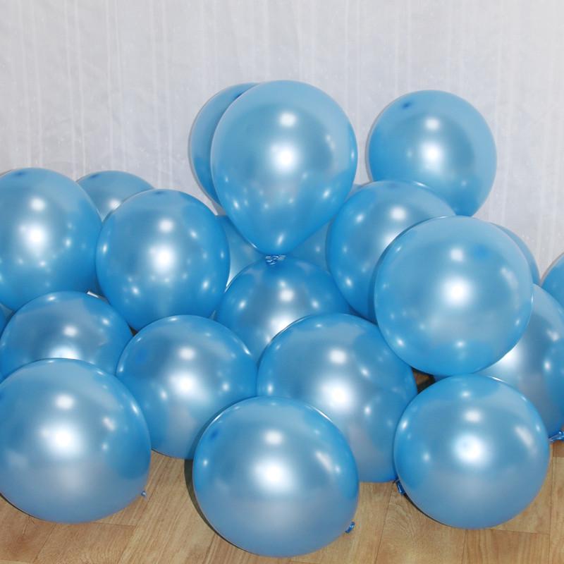 10-Inch Thickened Latex Blue & Chrome Metal Decorative Balloon Set