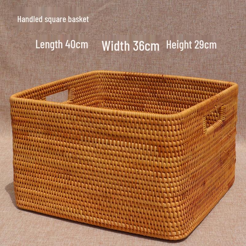Handon Woven Rattan Storage Basket with Handles
