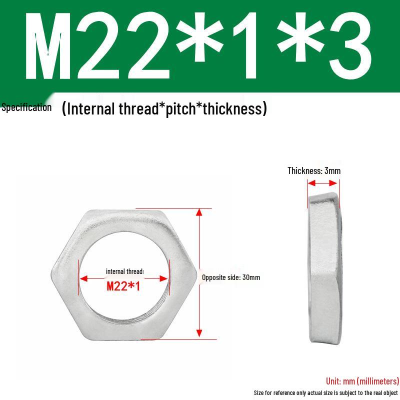 GB808 White Zinc Hex Thin Nut, Fine Thread, Lamp-Type, M6-M30