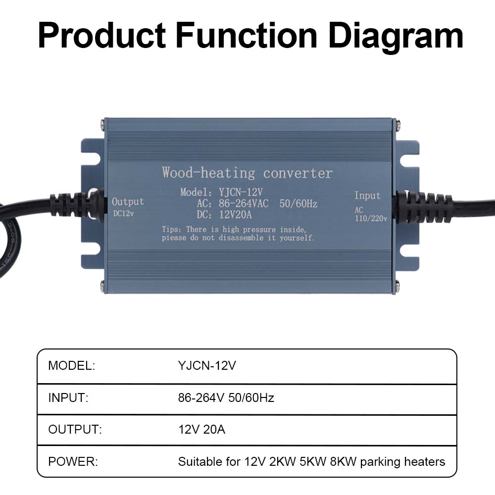 12V 20A Plug Power Converter AC110V -220V to DC12V Power Adapter Diesel Air Heater Adapter Power Cord for Household Electrical