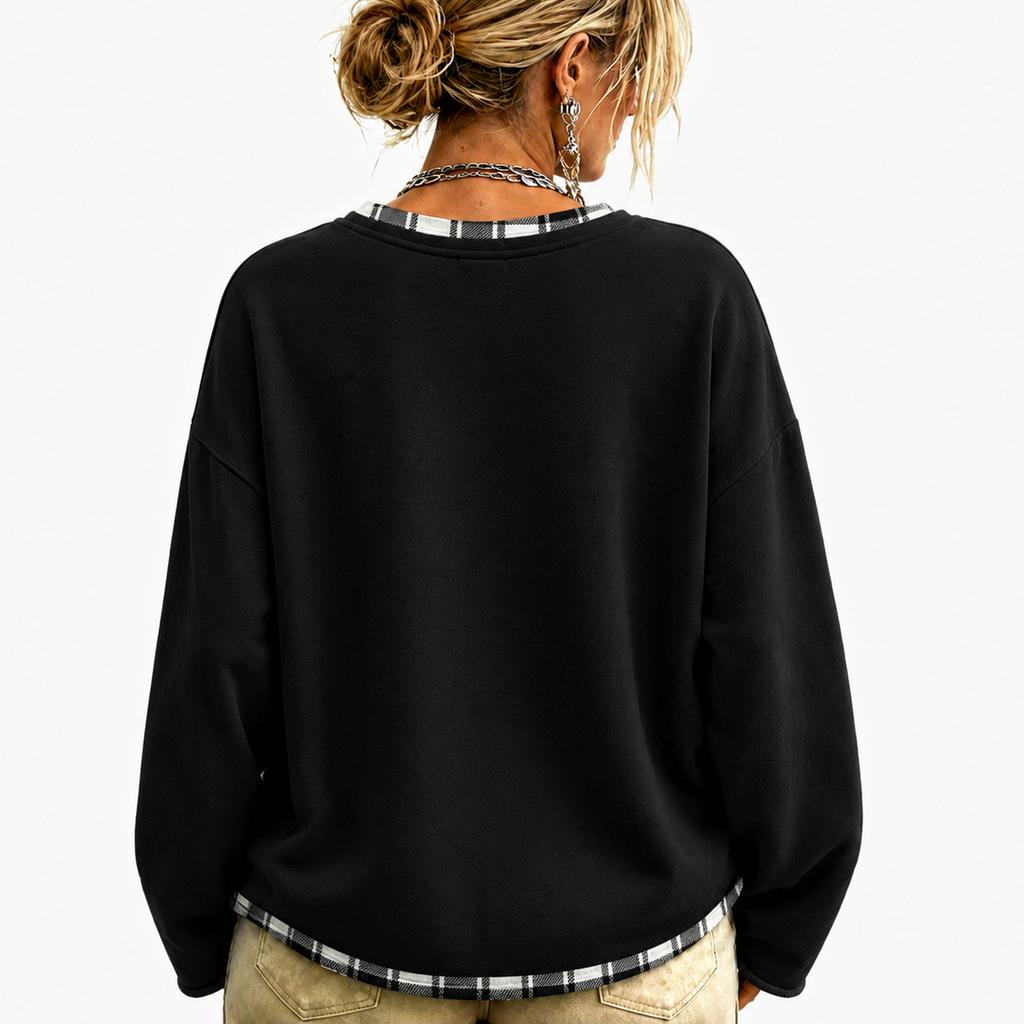 Damenmode Lässiges lockeres Langarm-Sweatshirt Pullover für den Alltag