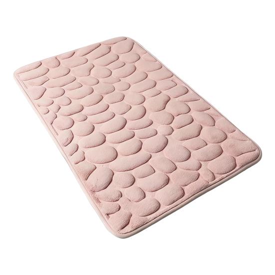 

Memory Foam Bathroom Mat Non-Slip PVC Backing Super Soft Absorbent Memory Foam Bath Rug with 3D Embossed Pebble Design Floor Mat 60x90cm рожевий