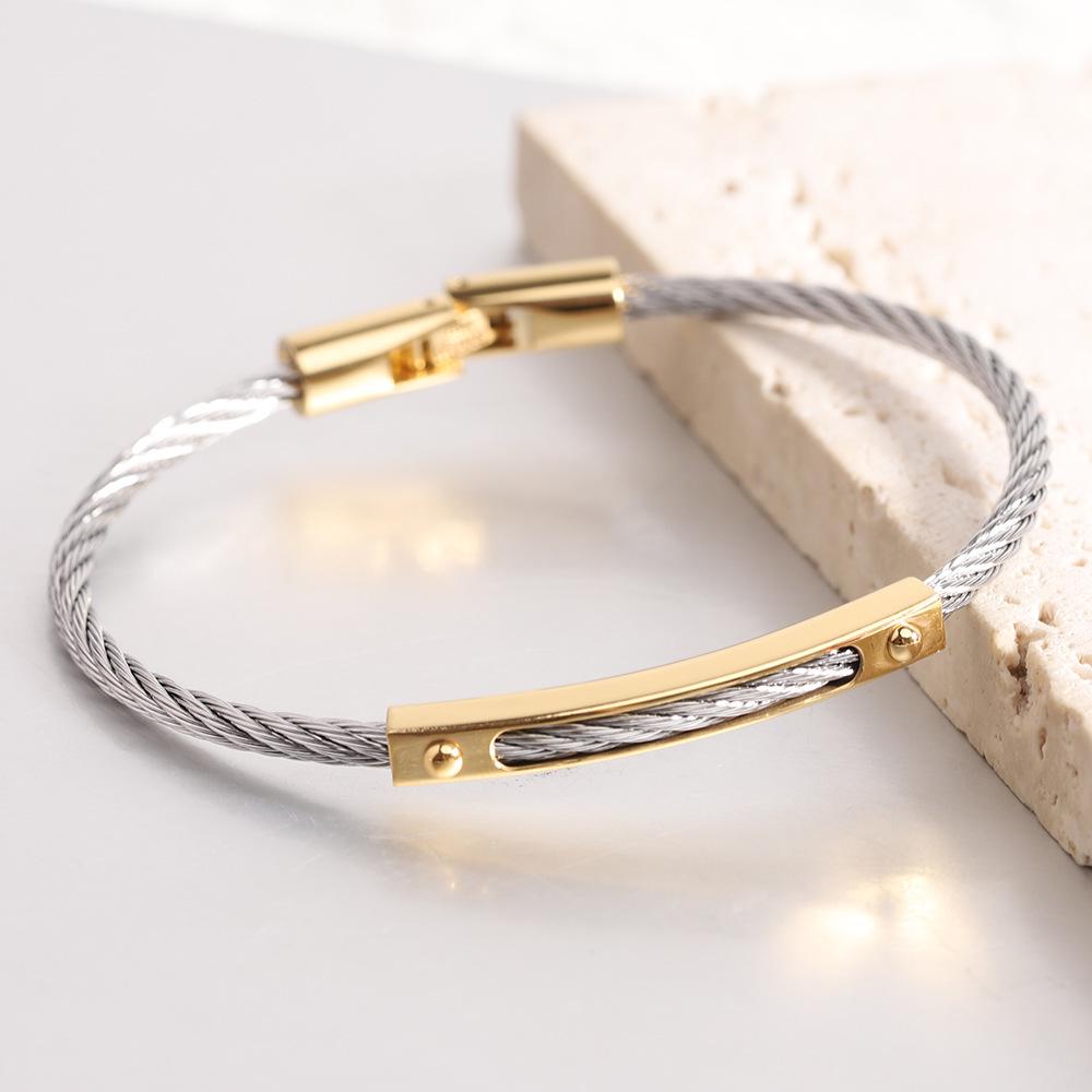 Versatile 5MM Titanium Steel Cable Wire Bracelet for Women - European & American Style