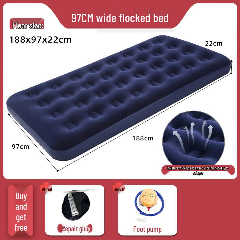 Inflatable Plush Mattress - Single/Double Foldable Floor Bed for Home Use