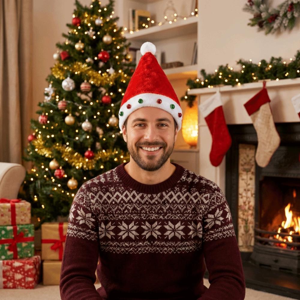 Lustige Pelz-Weihnachtsmütze Mehrfarbige Nikolausmütze Weihnachts-Kopfschmuck Rote Weihnachtsmütze Geschenk Partys