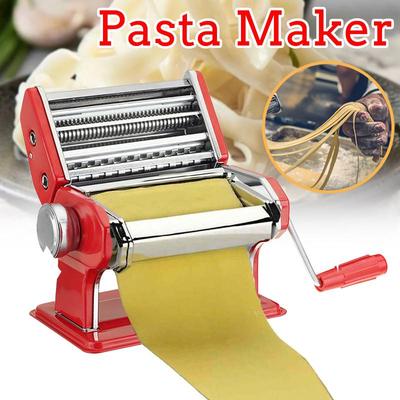 Mașină de făcut tăiței roșii inoxidabil Mașină de făcut paste din oțel Lasagne Spaghetti Tagliatelle Ravioli Mașină de făcut găluște cu două tăietoare