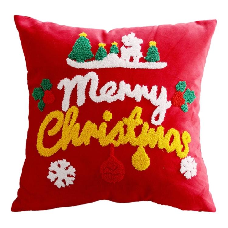 Embroidered Throw Pillow Case Removable Washable Sofa Cushion Cover Christmas Themed Pillowcase Home Decoration