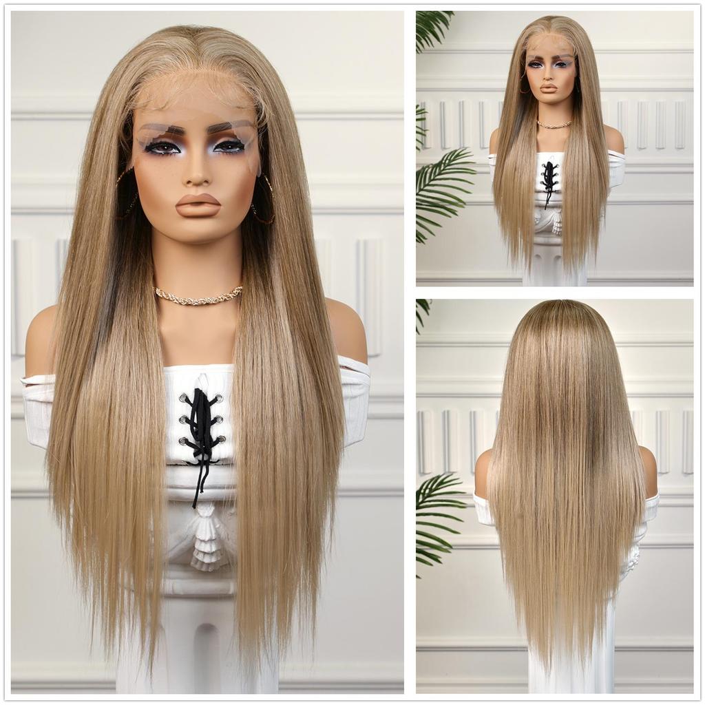 13ALAN EATON Lace Front Wigs 613 HD Blonde Synthetic Long Wavy Wig with Baby Hair for Women Cosplay High Density Hair Wig