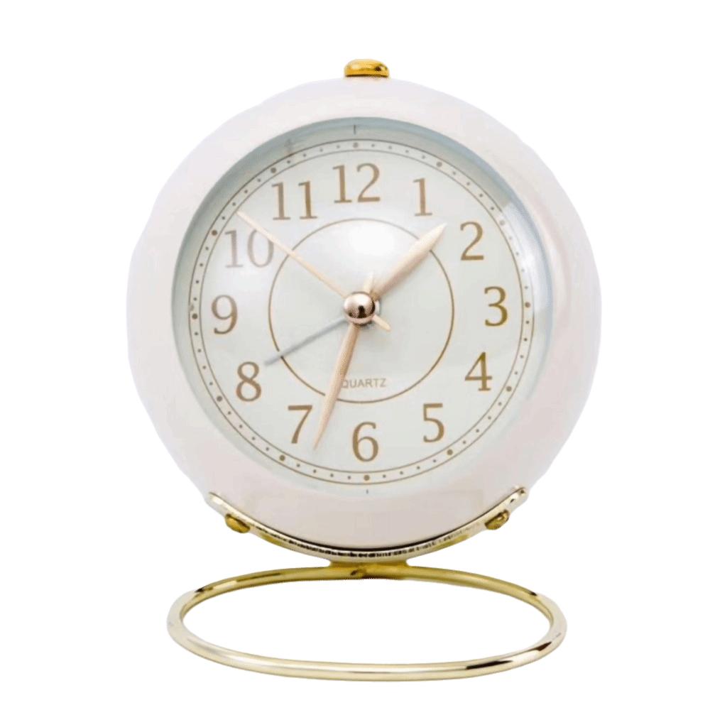 ABS Round Alarm Clock 3.54x4.33in Quartz Alarm Clock Cute Tabletop Clock  For Bedroom
