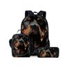 Set Tre Pezzi con Motivo Rottweiler Zainetti per Ragazzo e Ragazza Migliori Regali Cartone Animato 2D Borsa Scolastica per Bambini