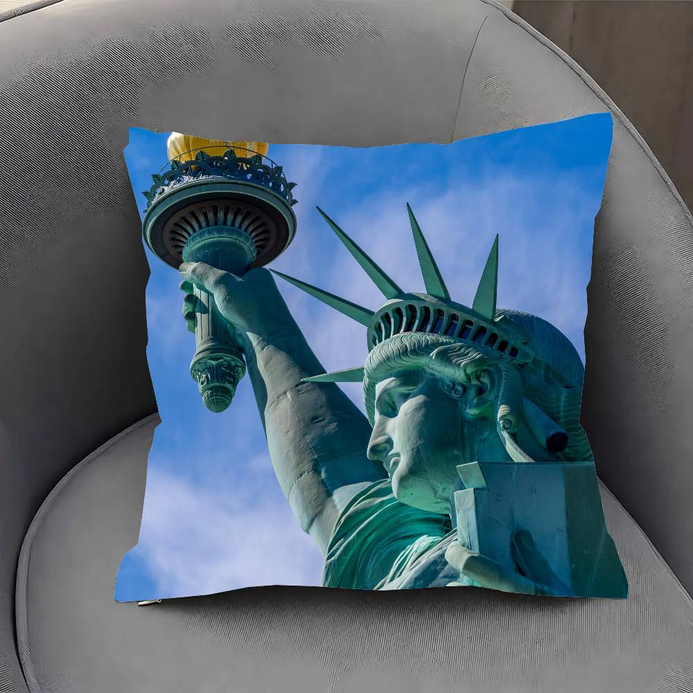 Statue Of Liberty Art Pillow Case Sofa Cushion Cover Room Home Decoration