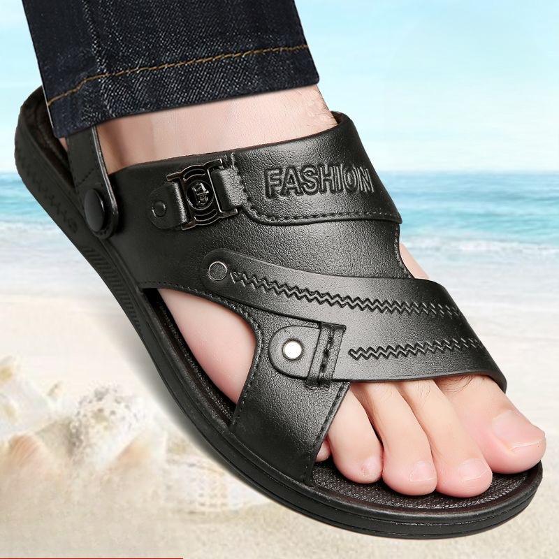 

Нескользящие сандалии для мужчин, носящих водонепроницаемую пляжную обувь на толстой подошве летом на открытом воздухе, тапочки для мужчин среднего возраста 40 чёрный