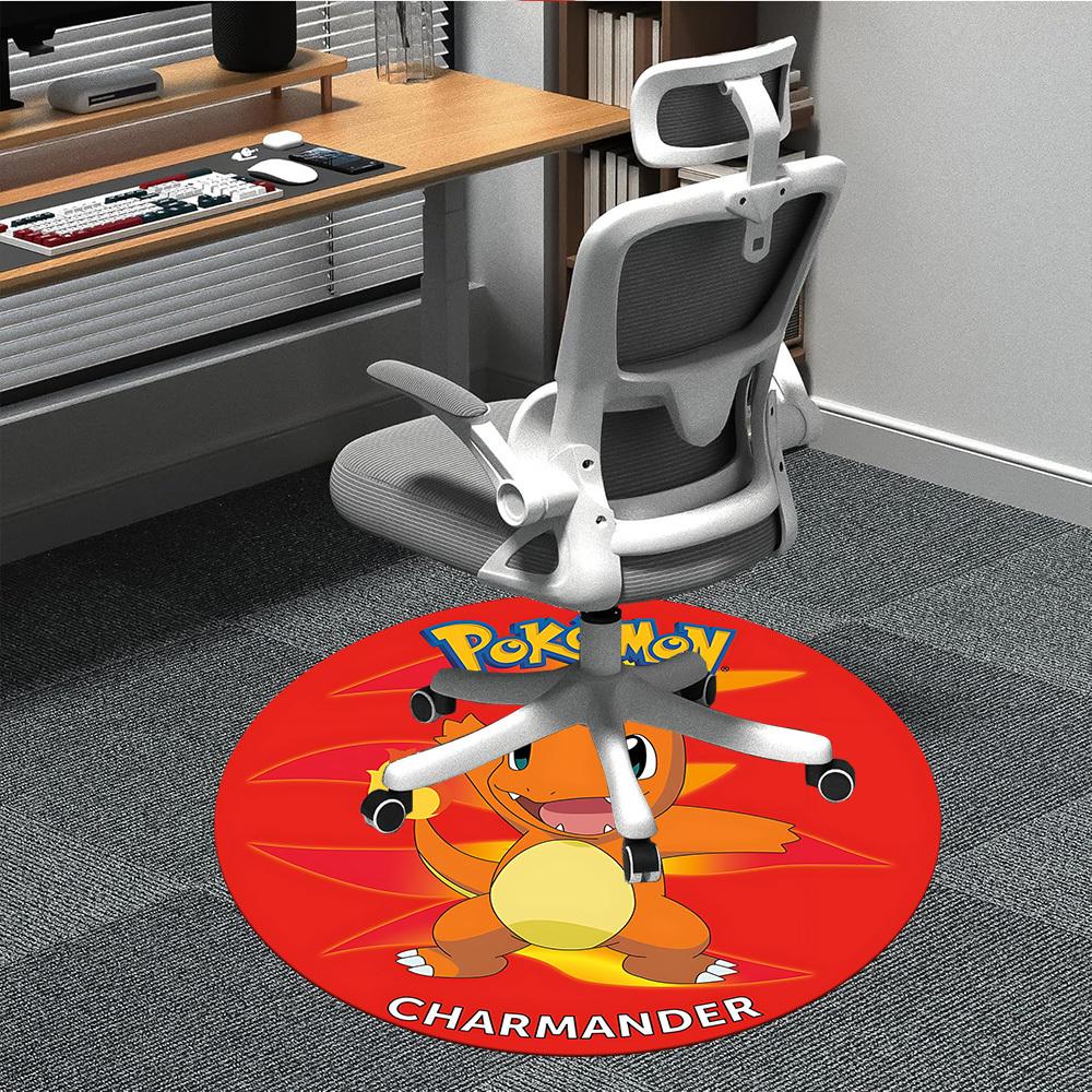 1pc Pokemon Charmander Office Round Area Rug, Indoor Mat Suitable For Office, Under Office Chairs Bedroom Living Room Home Decor, Room Deco