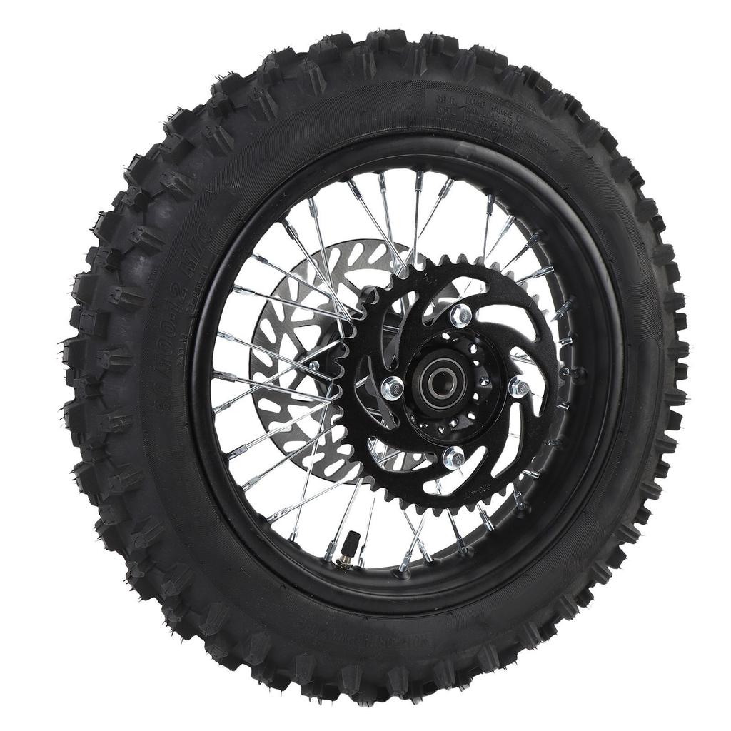 12 Inch Rear Wheel Rim Tire Assembly Replacement for Apollo Dirt Bike 80 100 12 3.00 12 Rear Wheel Rim Tire Brake Rotor