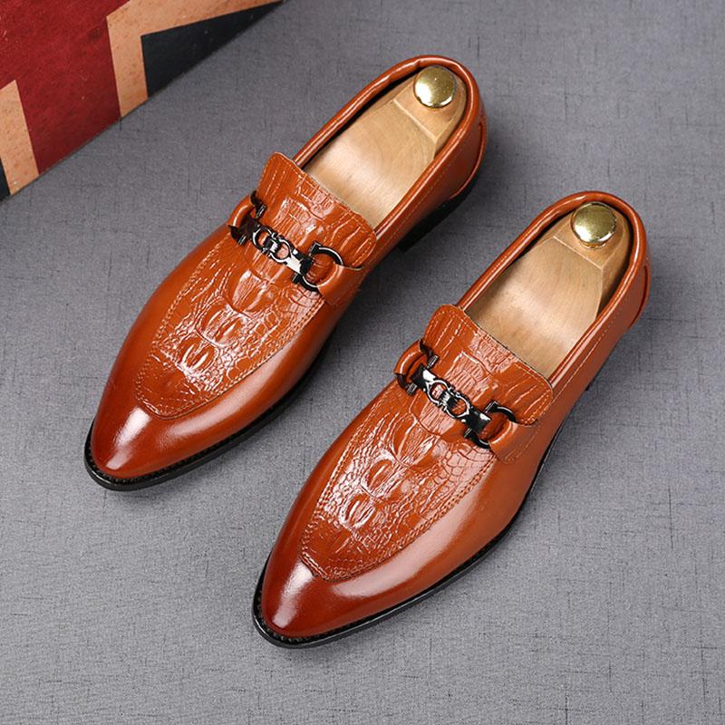 Fashion Luxury Fashion Men Crocodile Pattern Casual Leather Shoes Male Lace Up Flats Homecoming Wedding Dress Prom Zapatillas Hombre