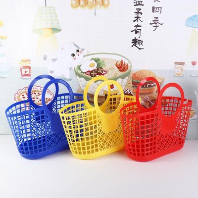 Hollow Plastic Shopping Baskets Kitchen Fruit Vegetable Storage Basket Portable Shower Bath Baskets Child Toys Snack Organizer