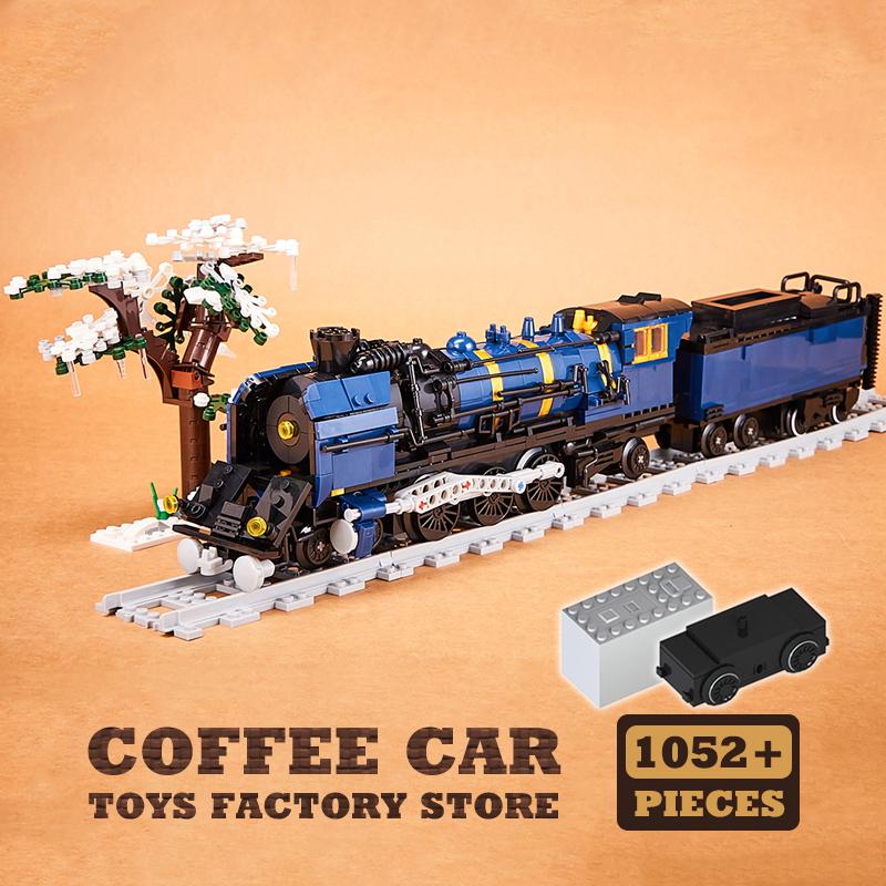 Non-Toxic Vintage Train Building Kits Classic Locomotive Blocks Toys City Railway Cars Bricks Display Model Adult Children Christmas Gifts