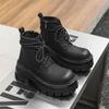 Hochwertige Lässige Leder Outdoor Büro Schuhe Dicke Sohle Designer Schnürstiefeletten Italienische Herren High Top Stiefel